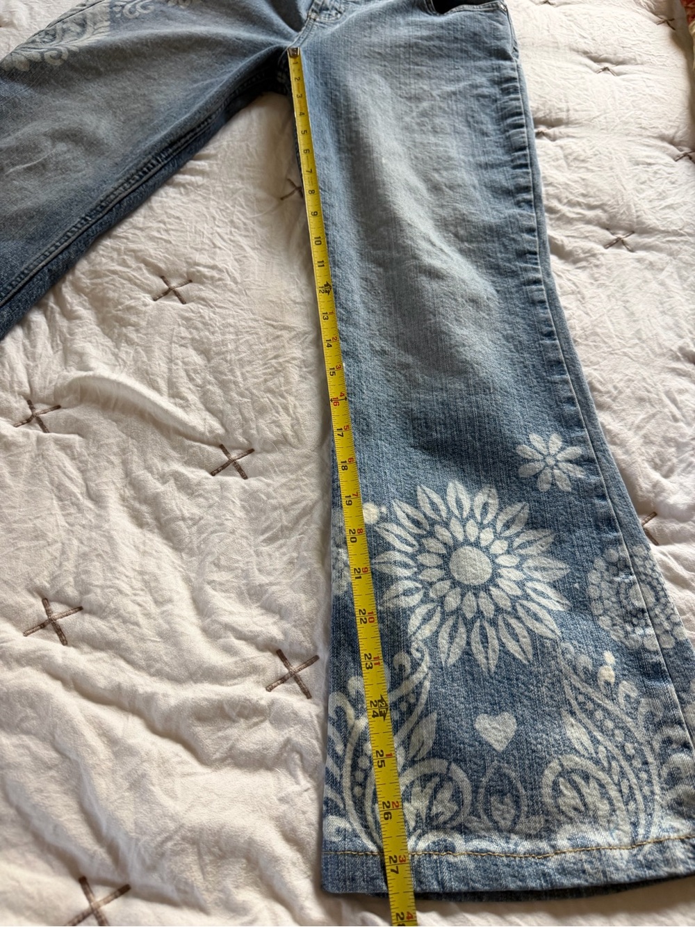 Upcycled Festival Ready Vintage Floral Y2K Wide-Leg Jeans - Picture 10 of 11